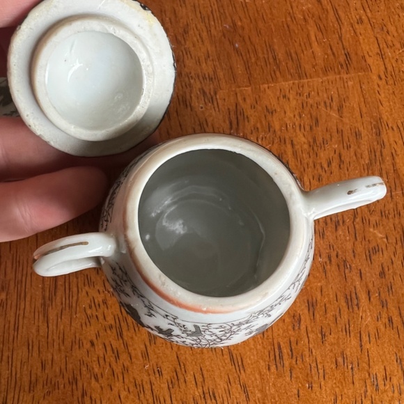 Rare Antique Nippon Child’s Tea Set Creamer Cups Animals Girl White Porcelain - Picture 6 of 16